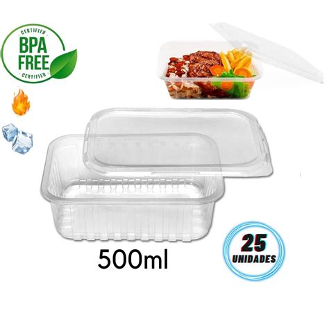 Marmita Descartável Bpa Free Pote Tampa Fit Plástico 500ml Shopee