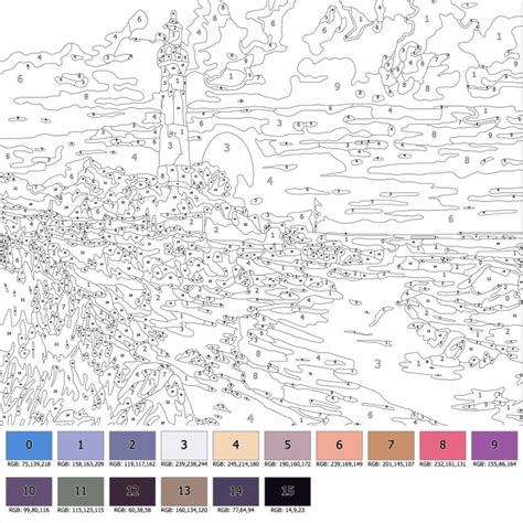 Color By Number For Adult Paint By Number Printable Sea Landscape