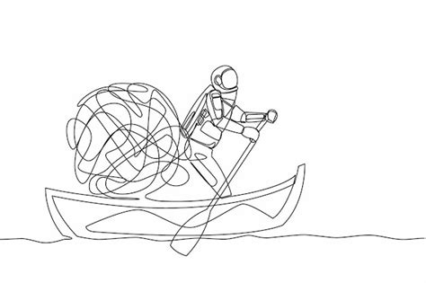 Premium Vector Single One Line Drawing Of Astronaut Sailing Away On