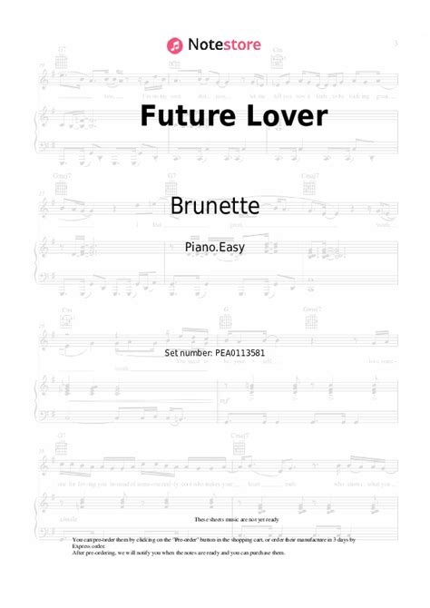 Future Lover Piano Sheet Music Easy Brunette In Note Store Piano Easy SKU PEA