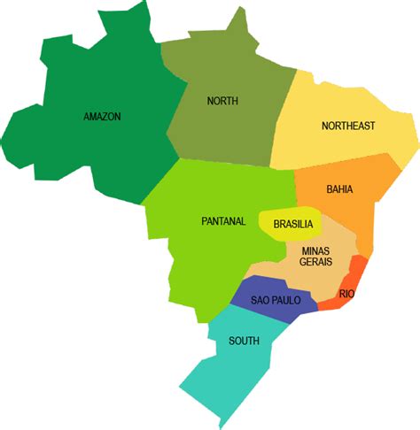 Download Brazil Regions Map Color Coded