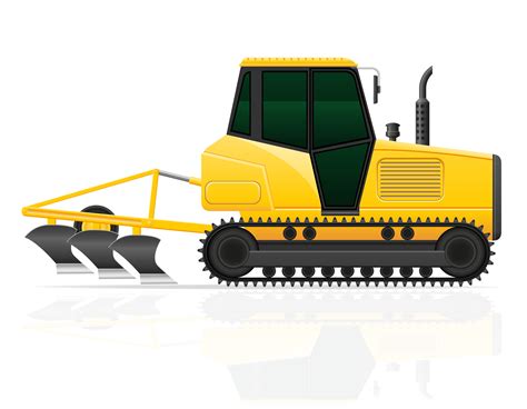 Caterpillar Tractor Met Ploeg Vectorillustratie Vectorkunst Bij