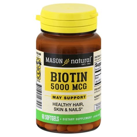 Mason Natural Biotin 5000 Mcg Softgels 60 Each Instacart