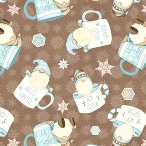 I Love Sn Gnomies Fabric Bundle By Henry Glass Beige Aqua Etsy