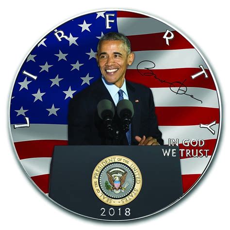 2018 1oz 1 American Silver Eagle Barack Obama Colorized Coin European Mint