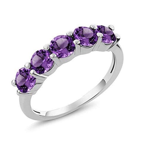 Gem Stone King Sterling Silver Purple Amethyst Stone Band Ring