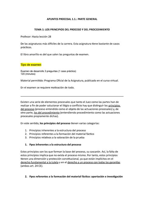 Apuntes Procesal 1 APUNTES PROCESAL 1 PARTE GENERAL TEMA 1 LOS