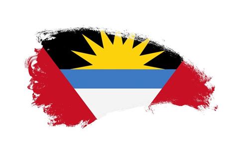 Bandera Nacional De Antigua Y Barbuda Pintada Con Pincel De Trazo En