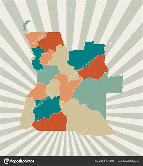 Angola Mapa Cartaz Mapa Do Pa S Em Paleta De Cores Retro Forma De