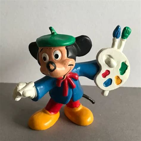 Figurine Ancienne Pvc Ms Disney Mickey Artiste Peintre Eur