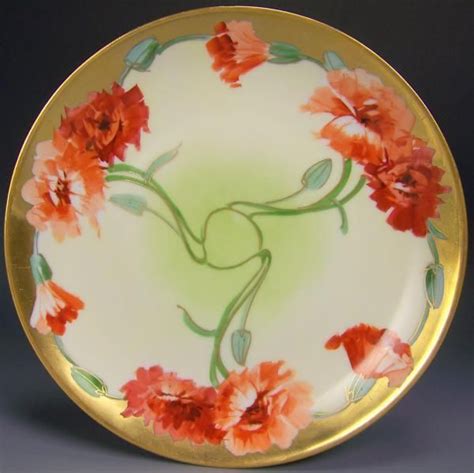 BAVARIA HAND PAINTED CARNATIONS CONVENTIONAL PLATE Plates