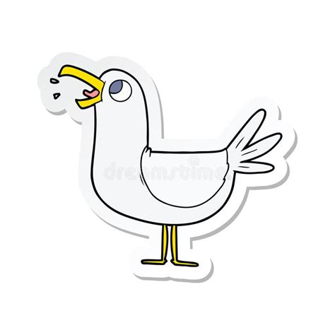 A Creative Sticker Of A Cartoon Seagull Stock Vector Illustration Of