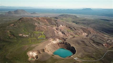 4K Cinematic Aerial Drone Footage Of Viti Crater At Summer Geothermal