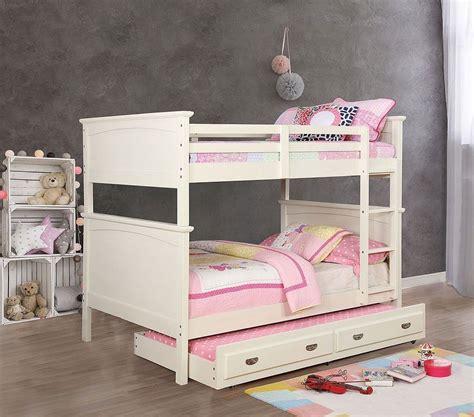 Marci Full over Full Bunk Bed w/ Trundle (White)