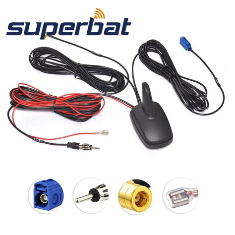 Superbat Car Radio Antenna Dab Gps Fm Am Combined Amplified Aerial Shark Fin Roof Mount Din