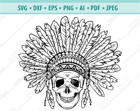 Skull Indian Headdress Clip Art