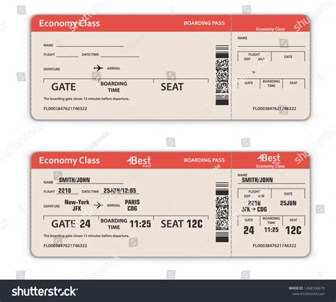 Blank Filled Airport Boarding Pass Template Stock Vector Royalty Free