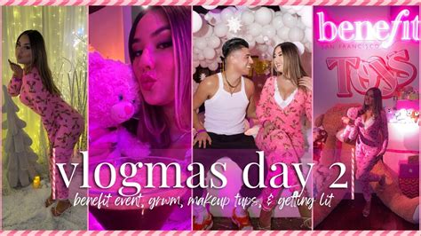 VLOGMAS DAY 2 Pajama Party Getting Lit Grwm Benefit Event Pink