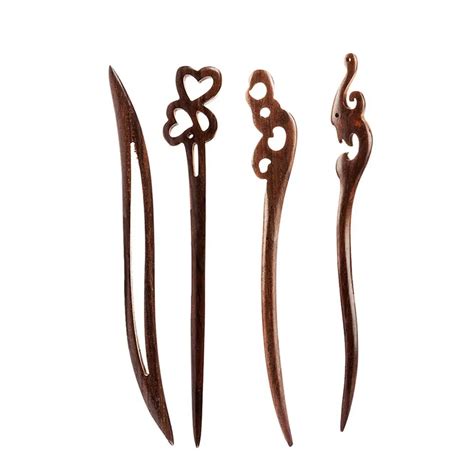 Fashion Handmade Chopstick Hair Stick Fork Sandalwood Carved Hairpin