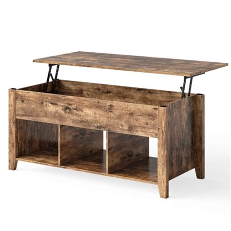 Rustic FarmHouse Tan Wooden Lift Top Coffee Table | FastFurnishings.com