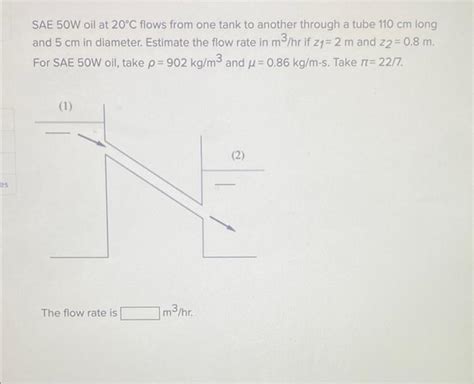 Solved Sae W Oil At C Flows From One Tank To Another Chegg