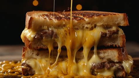 Premium Ai Image Fresh Grilled Melting Cheese Sandwich