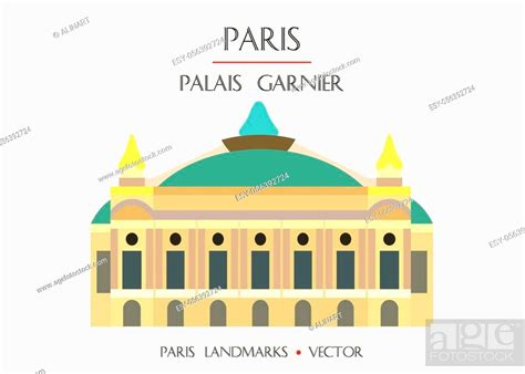 Colorful Vector Palais Garnier Paris Opera Library Museum Famous Landmark Of Paris France