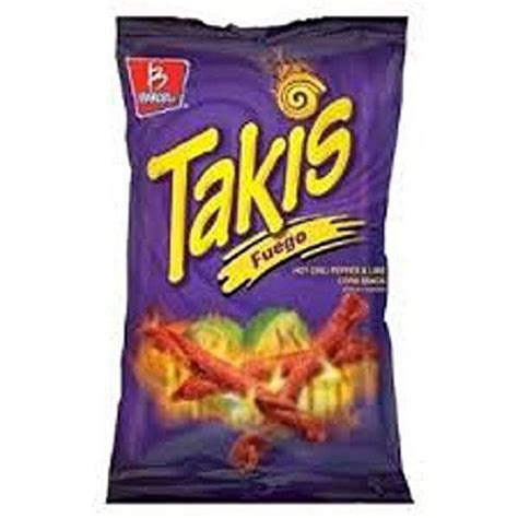 Barcel Takis Fuego Hot Chili Pepper Lime Flavored Corn Tortilla Chips