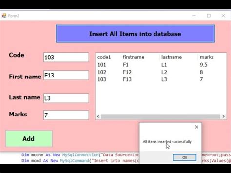 Vb Net Tutorial Insert All Items From Listview Into Mysql Phpmyadmin