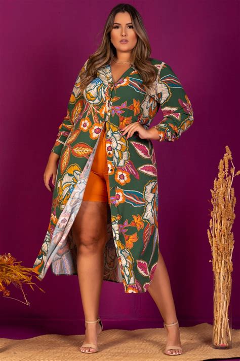 Vestido Midi Plus Size Em Viscose Estampada Verde Em 2021 Viscose Estampada Vestidos Ideias