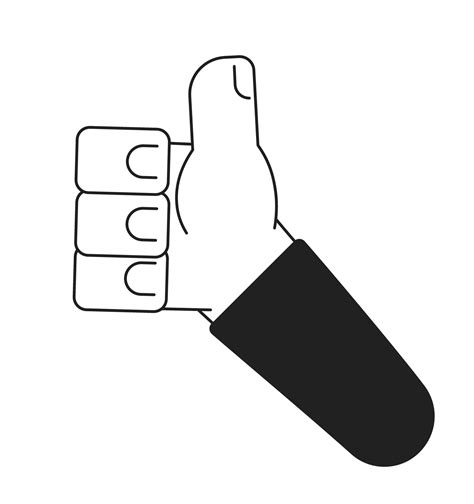 Thumb Up Monochrome Flat Vector Hand Show Approval Hand Gesture