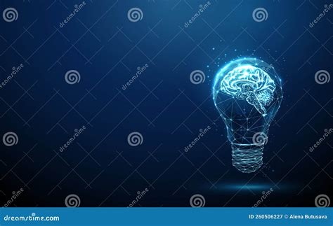 Abstract Blue Glowing Light Bulb with Brains Inside. Stock Vector ...