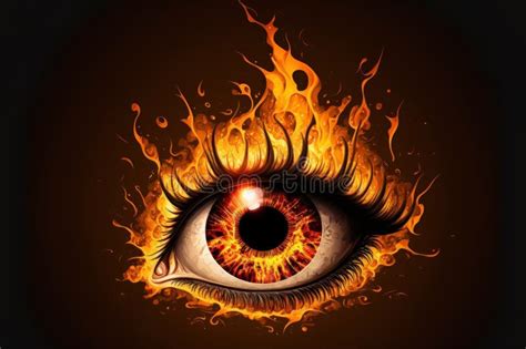 Macro Image Of Human Eye With Fire Flames Stock Illustration