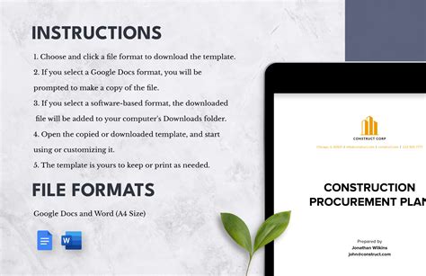 Construction Procurement Plan Template in Word, Google Docs - Download ...