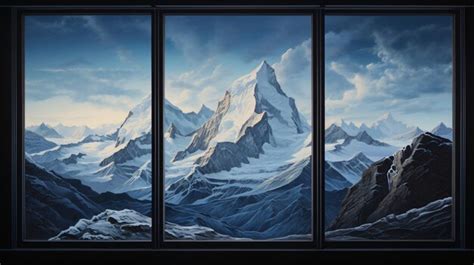 Una Pintura De Una Escena De Monta A Se Muestra A Trav S De La Ventana