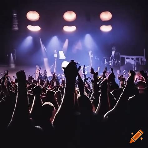 Rock Concert Stage With Empty Chair And Microphone Audience In