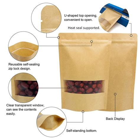 Custom Brown Kraft Stand Up Pouch Bag Packaging Polysmarts Packaging