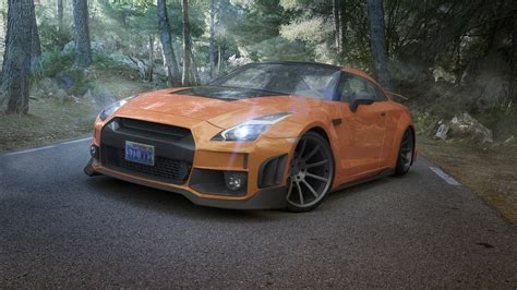 Orange coupe, car, Nissan, Nissan GTR, render HD wallpaper | Wallpaper Flare