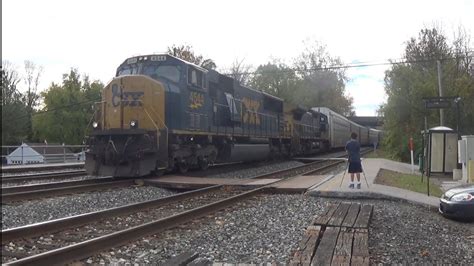 Emd Sd Mac Csx Q Autorack Train In St Denis Youtube