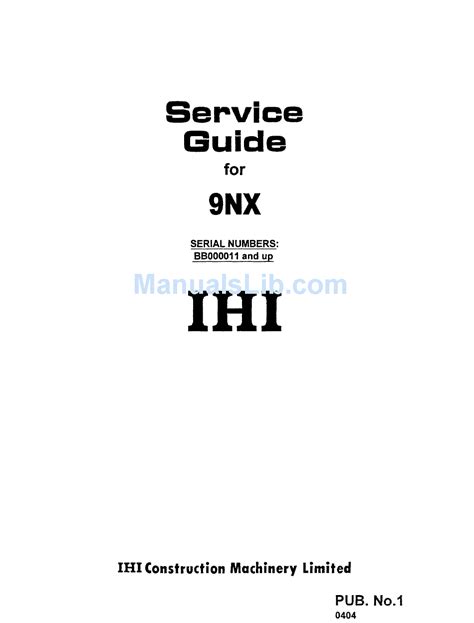 IHI 9NX SERVICE MANUAL Pdf Download | ManualsLib