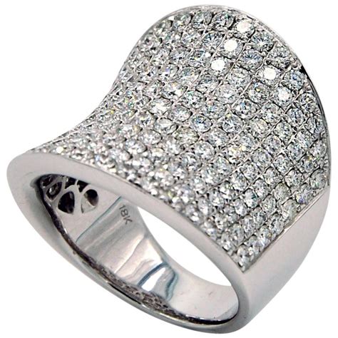 Wide Concave Diamond Ring Pave Set At 1stdibs Wide Pave Ring Wide