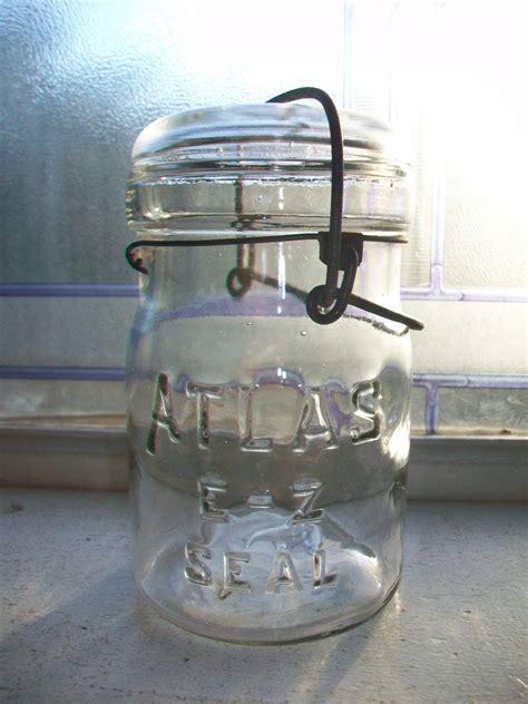 Vintage Atlas Ez Seal Pint Canning Jar With Glass Lid 1920s