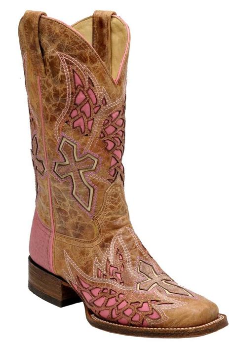 Corral Boots Womens Pink Wing And Cross Square Toe Cowgirl Boots Womens Boots Cowboy Boots