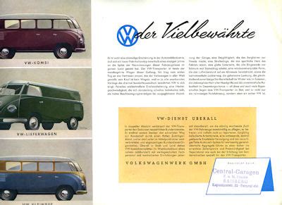 Motor lit de VW Mappe für Transporter Prospekte 1952