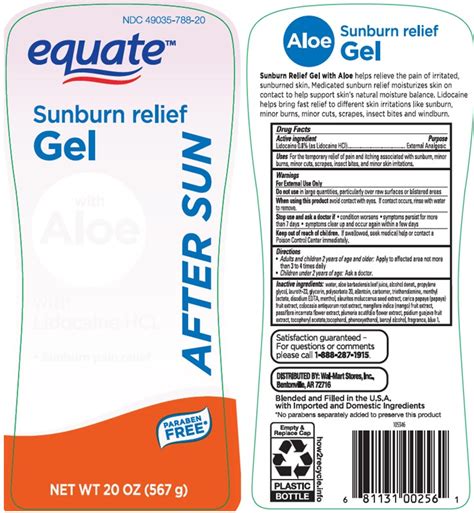 Equate Sunburn Relief With Aloe After Sun Gel