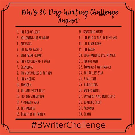 30 Days Writing Challenge List Betteratila