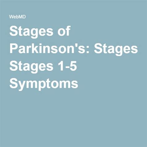 Parkinsons Disease Stages Timeline