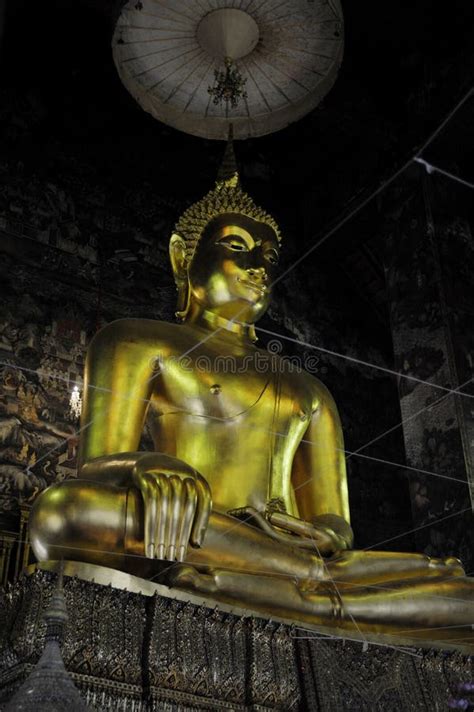 Bronze Buddha Statue At Bangkok Temple In Thailand In Asian Culture And