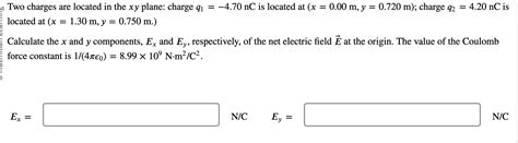 Solved Two Charges Are Located In The Xy Plane Charge