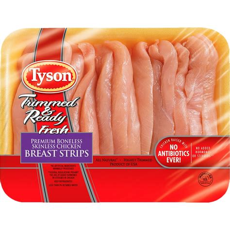 Tyson® Trimmed And Ready® All Natural Boneless Skinless Chicken Breast Strips 10 20 Lb